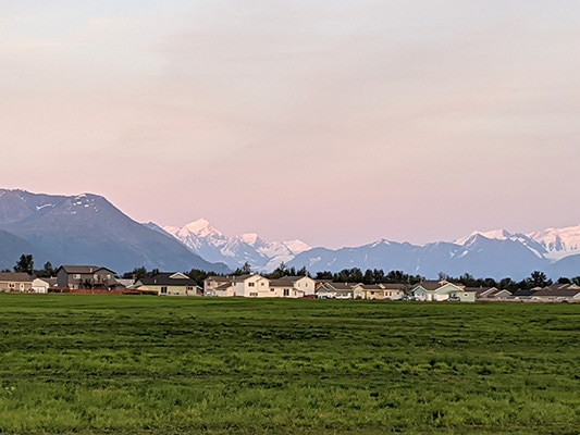 Dusk Light on the Mountains behind Palmer, Alaska