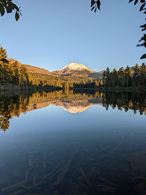 Mount Lassen reflected in Manzanita Lake at Lassen Volcanic National Park